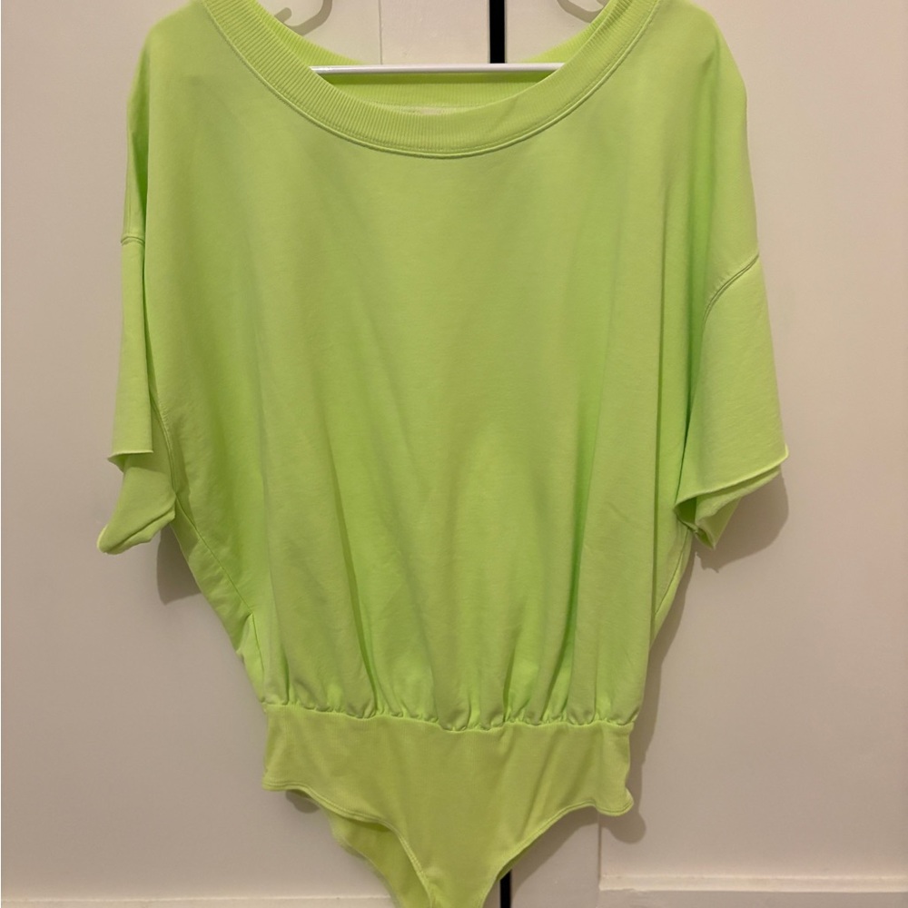Free People Lime Green Bodysuit Tshirt